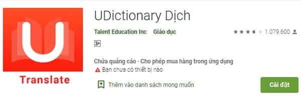 U-Dictionary - App dịch thương hiệu sang trọng giờ trung